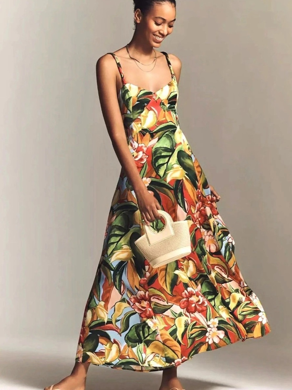 FARM Rio Fruit Trolley Maxi Dress Floral Maxi Dress Green & Red